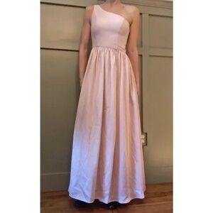 White By Vera Wang One Shoulder Satin Bridesmaid Formal Dress Gown Blush Pink 2